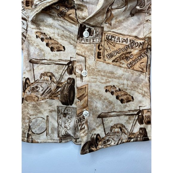Vintage 60s 70s Toddler Button Down Shirt Race Car Porsche Mercedes Champion 2t - Picture 3 of 12